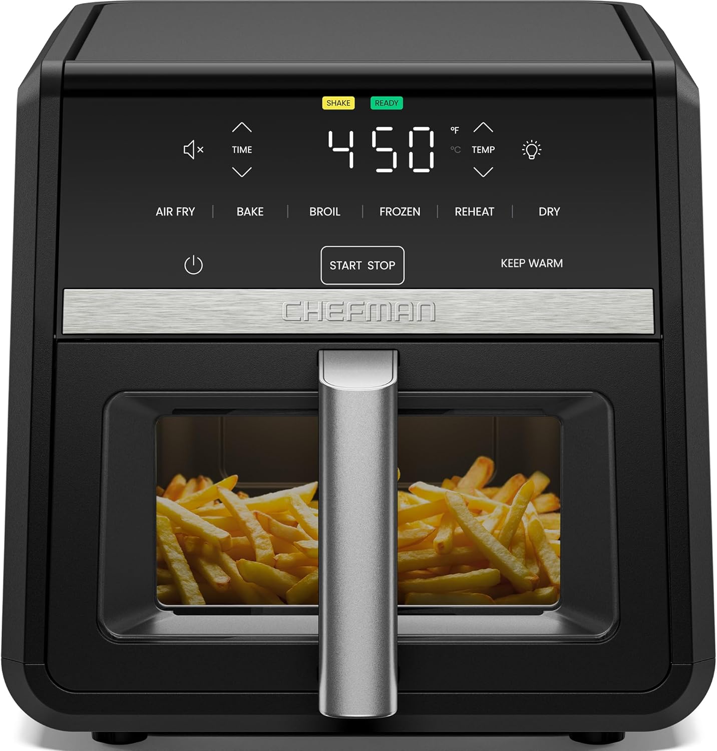 Chefman Air Fryer 9 Qt | TurboFry 7-in-1 High-Powered 450°F Cooking for Crispier and Even Results | XL Basket with Viewing Window | Air Fry, Bake, Broil, Reheat, Dehydrate, Defrost, Keep Warm