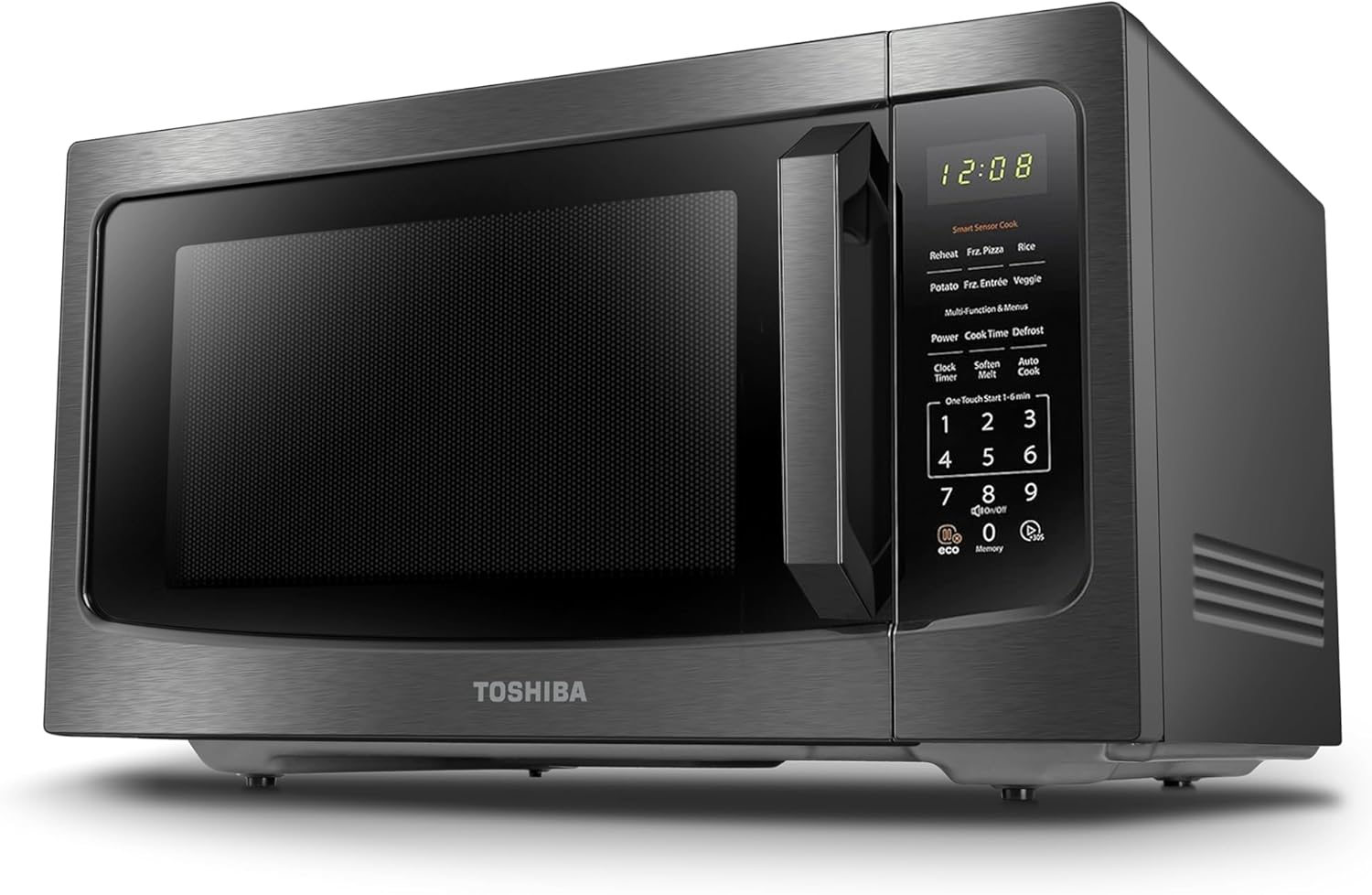 TOSHIBA ML-EM45P(BS) Countertop Microwave Oven with Smart Sensor and 13.6" Removable Position Memory Turntable, Sound On/Off Function, 1200W, 1.6 Cu.ft, Black Stainless Steel