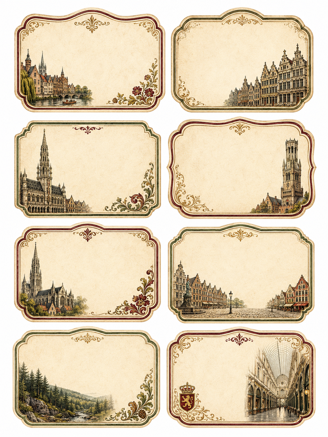 Belgian Victorian Vintage Aesthetic Labels printable ephemera sample