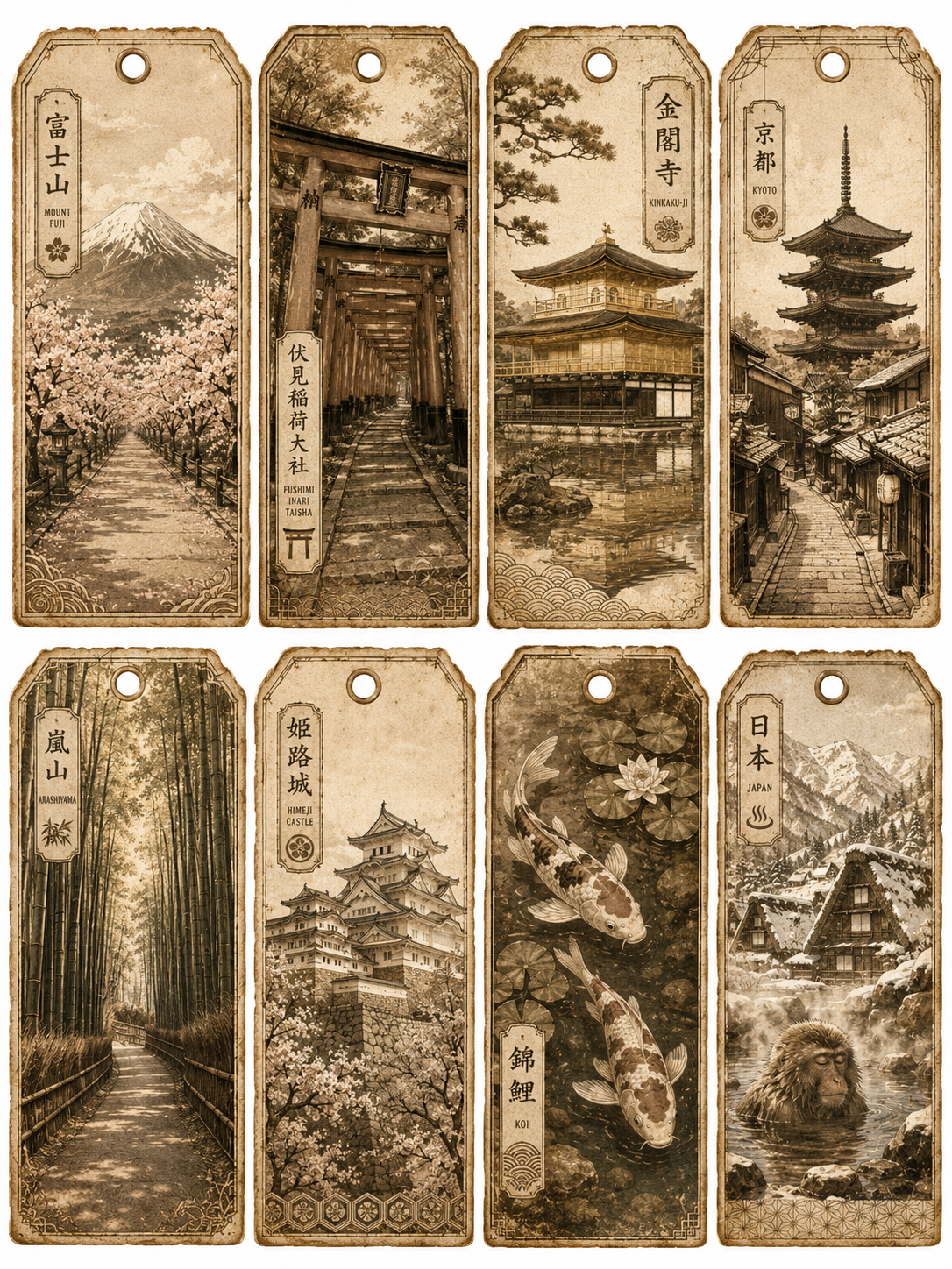 Japan Vintage Tags printable ephemera sample