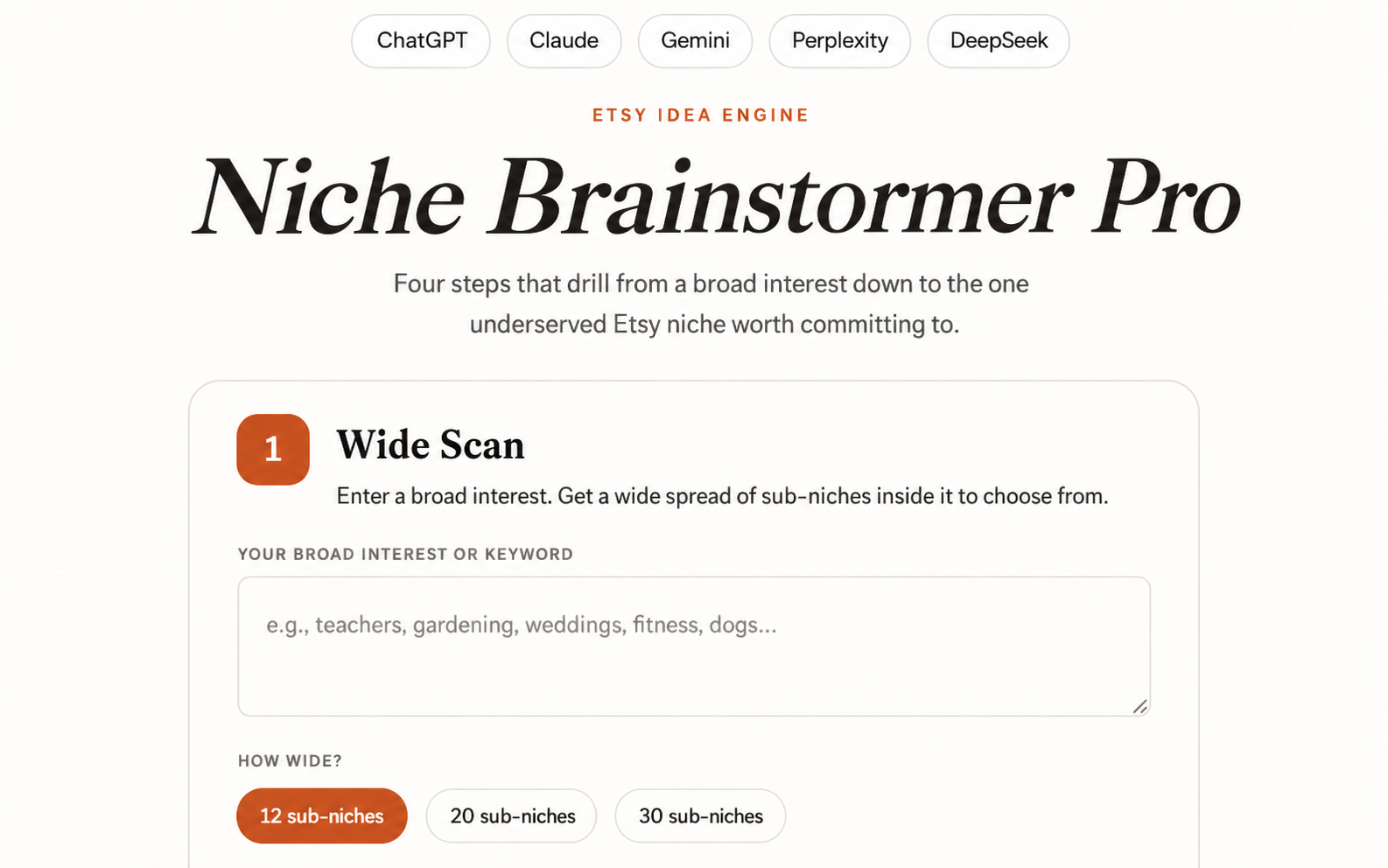 Niche Brainstormer Pro Preview