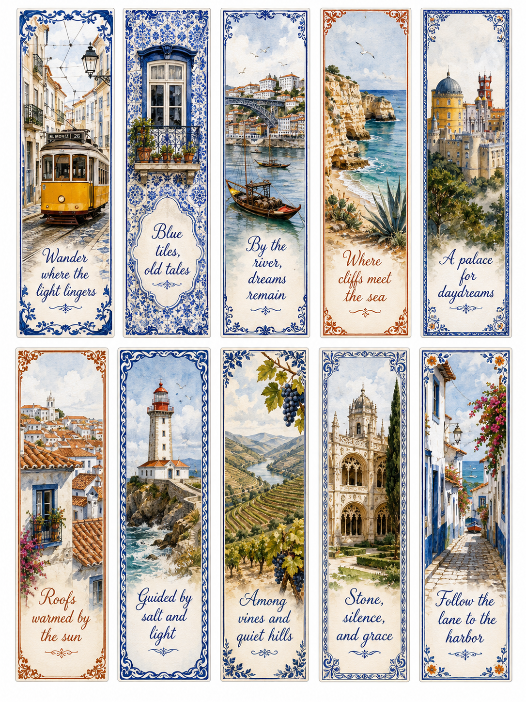 Portugal Mediterranean Bookmarks printable ephemera sample