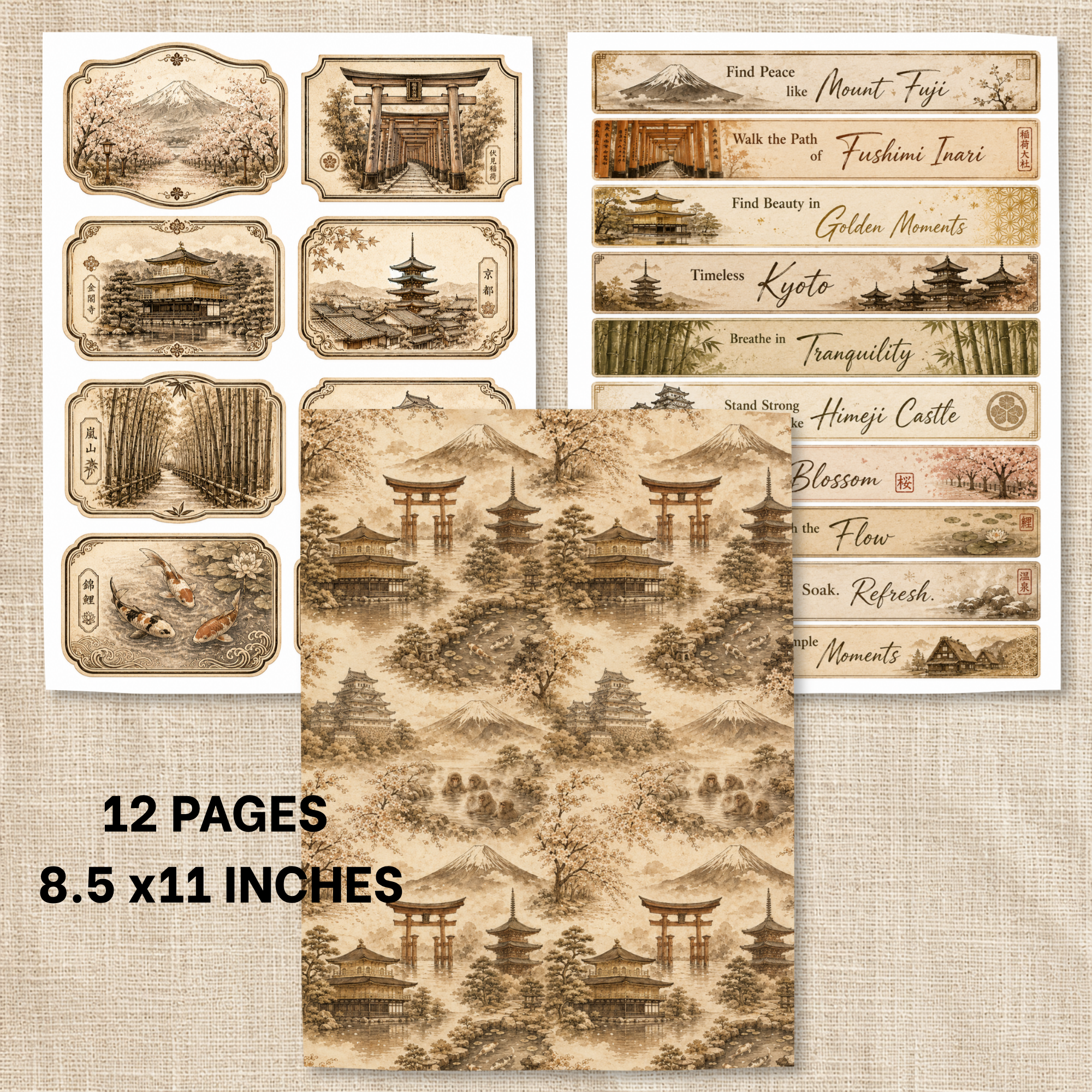 Japan ephemera printable pages preview