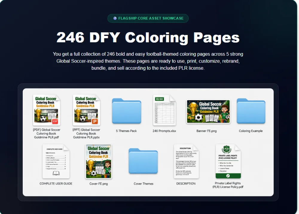 Global Soccer Coloring Book Goldmine PLR Review in-article image 1