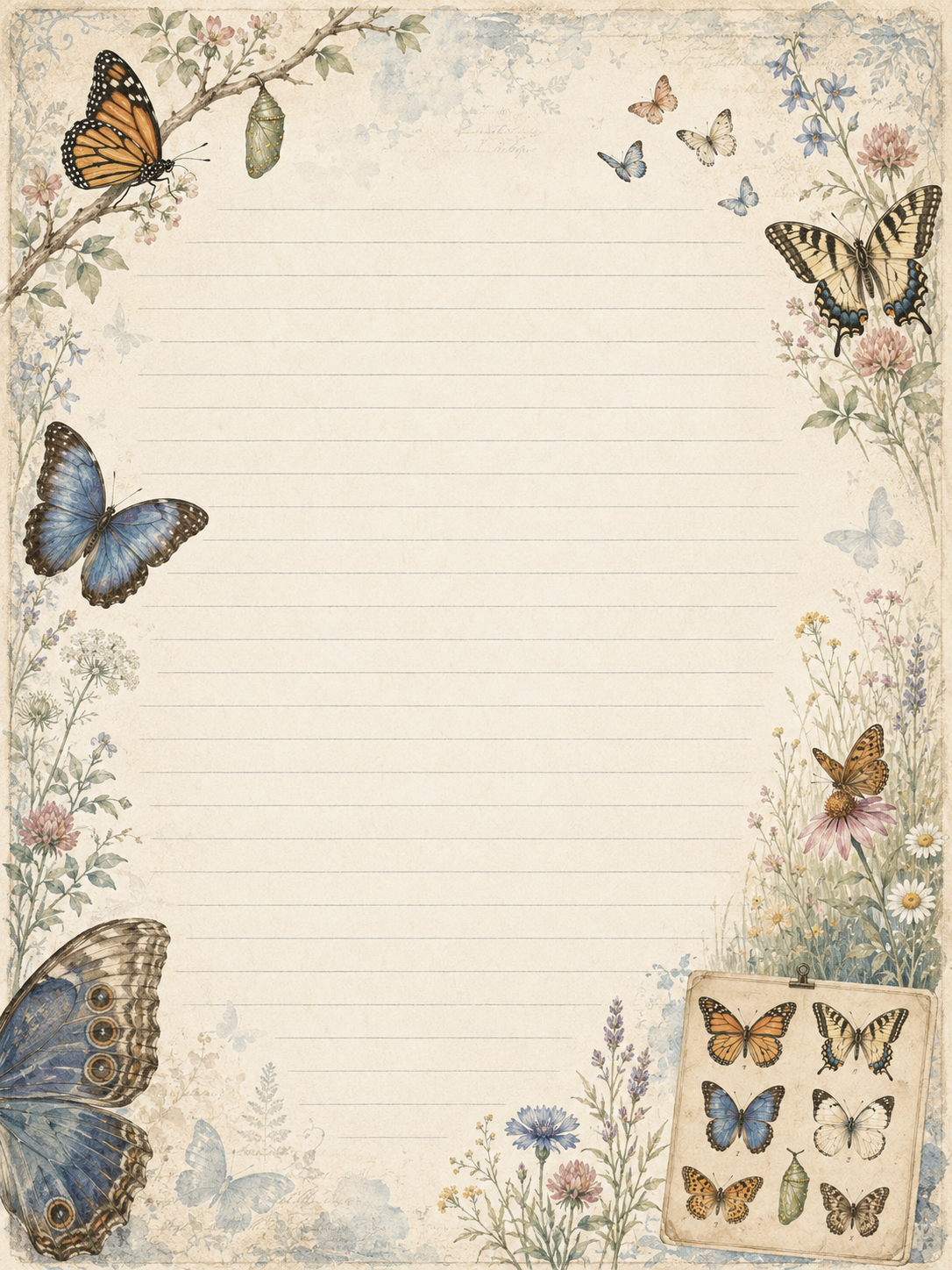 Butterfly printable ephemera sample