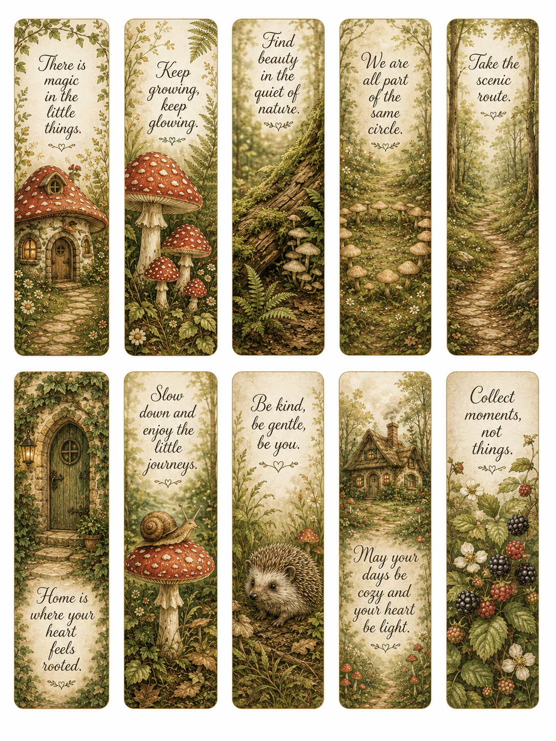 Mushroom Cottagecore printable ephemera sample
